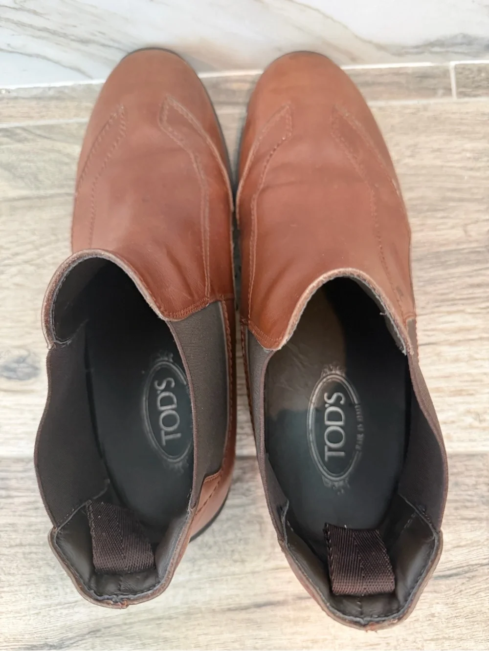 Tod's Men's Tan Leather Chukka Driving Boots Sz 10